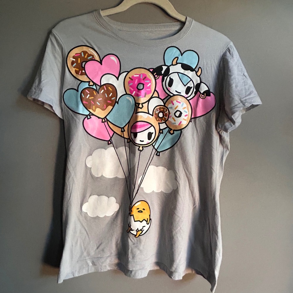 Tokidoki x Gudetama Gray Graphic T-Shirt Sanrio Donutella Moofia Women Medium